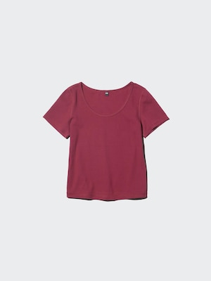 Pointelle Round Neck Mini T-Shirt | Deep Neck