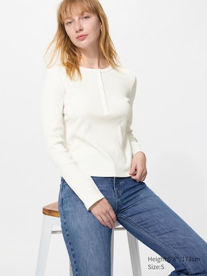Ribbed Henley Neck T-Shirt